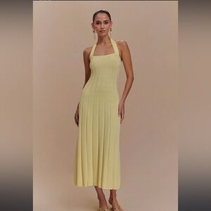 Meshki Yellow Halter Sundress Midi